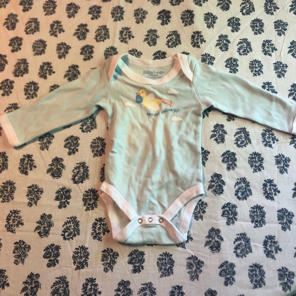 Organic stork onesie baby boy bodysuit